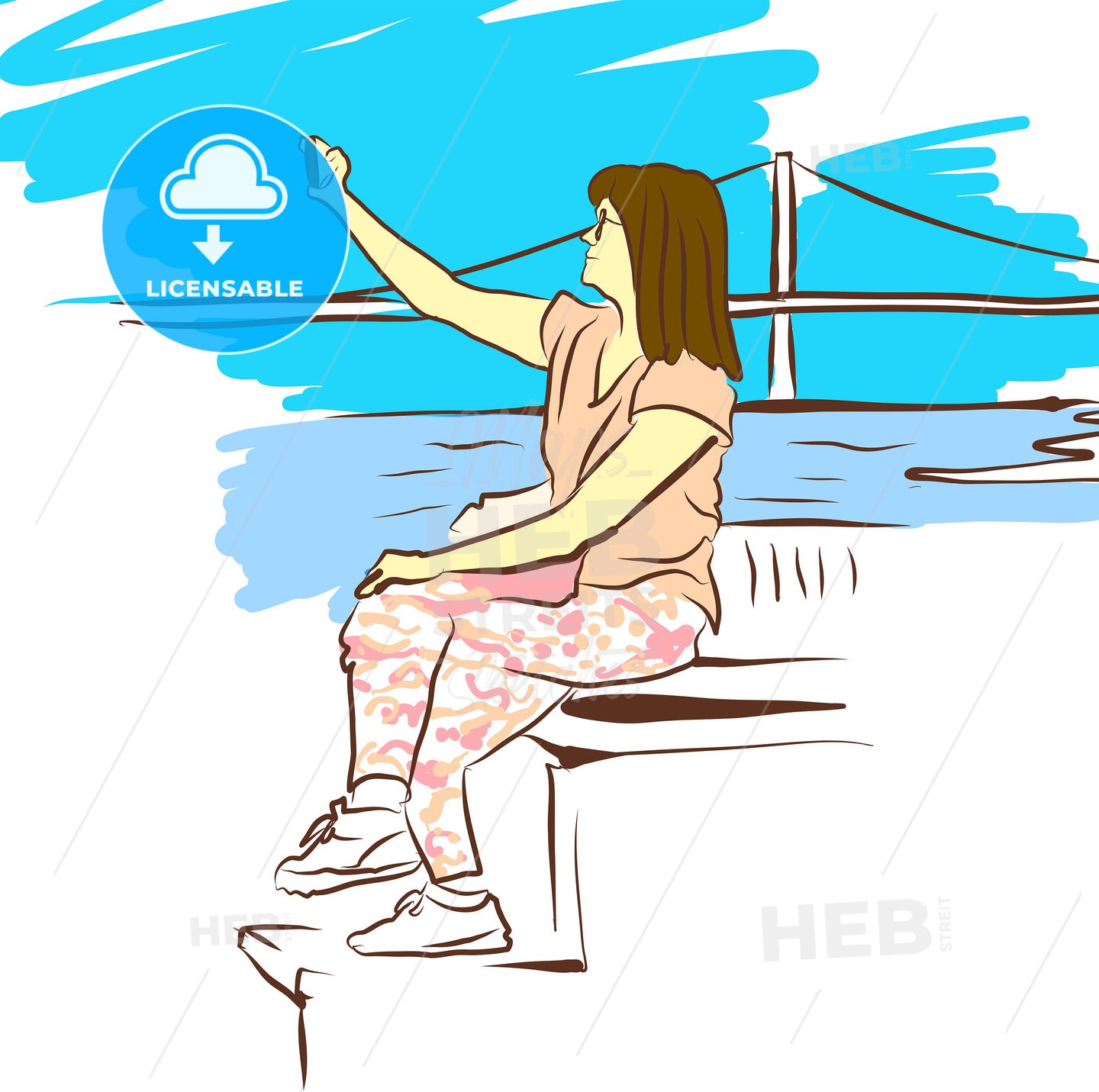 Tourist Woman Posing Selfie