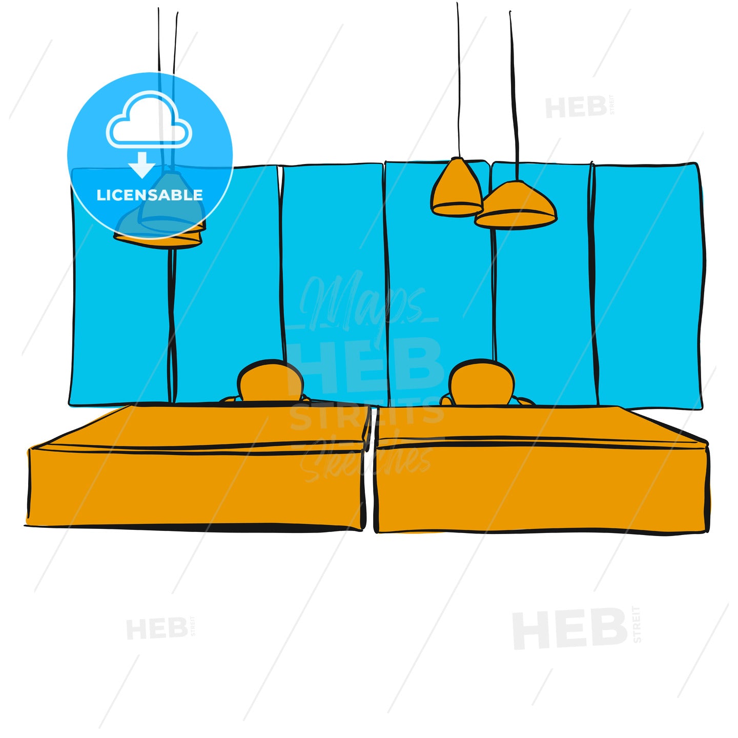 two office desk with hanging lamps – instant download