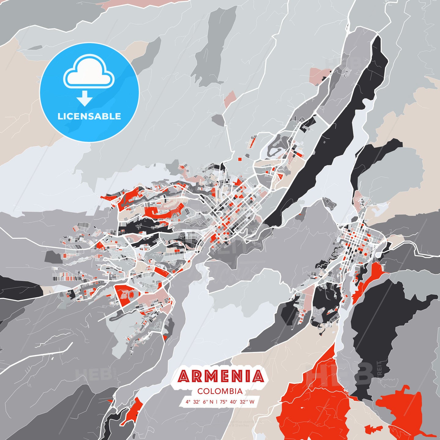 Grey Map of Armenia