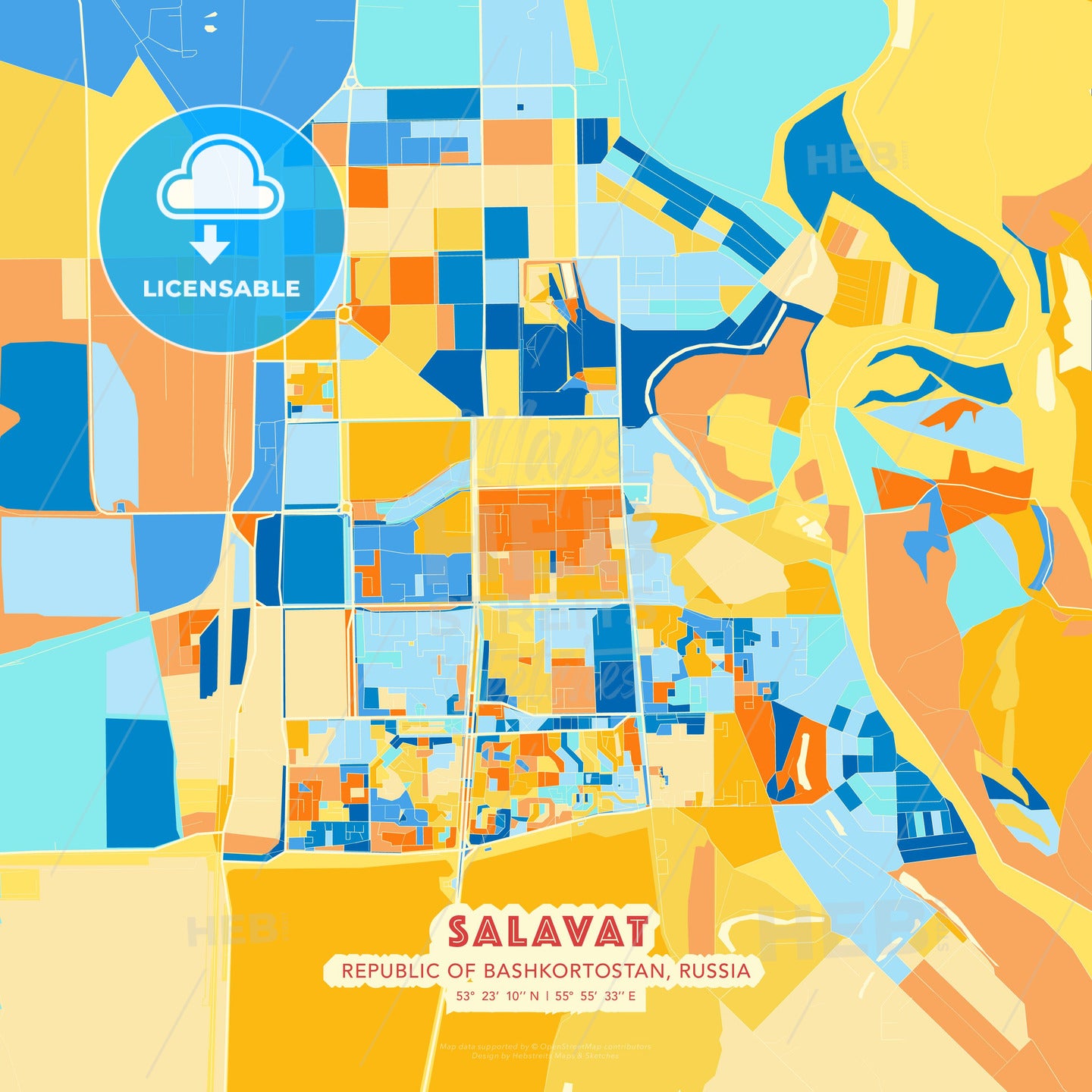 Salavat, Republic of Bashkortostan, Russia, map - HEBSTREITS Sketches