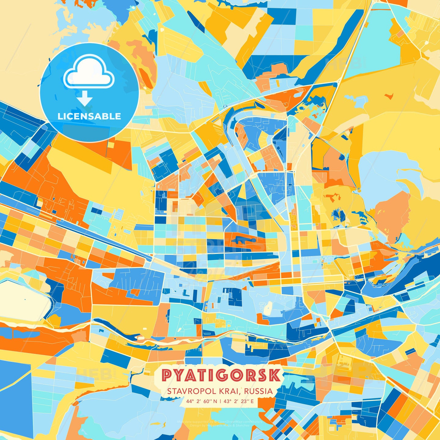 Pyatigorsk, Stavropol Krai, Russia, map - HEBSTREITS Sketches