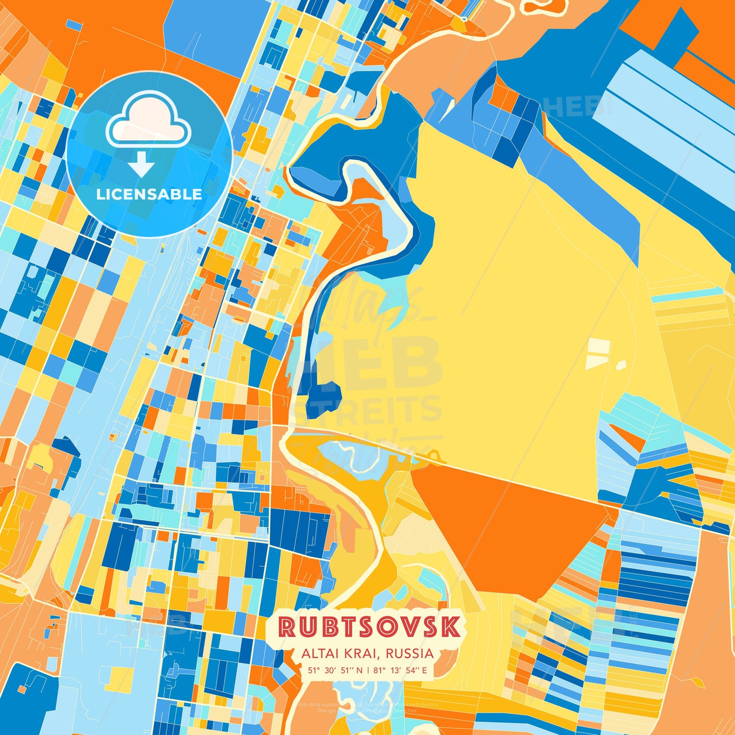 Rubtsovsk, Altai Krai, Russia, map - HEBSTREITS Sketches