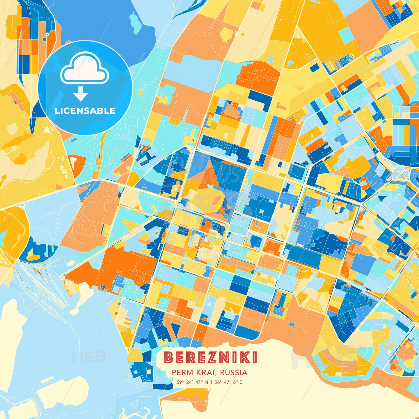 Berezniki, Perm Krai, Russia, map - HEBSTREITS Sketches