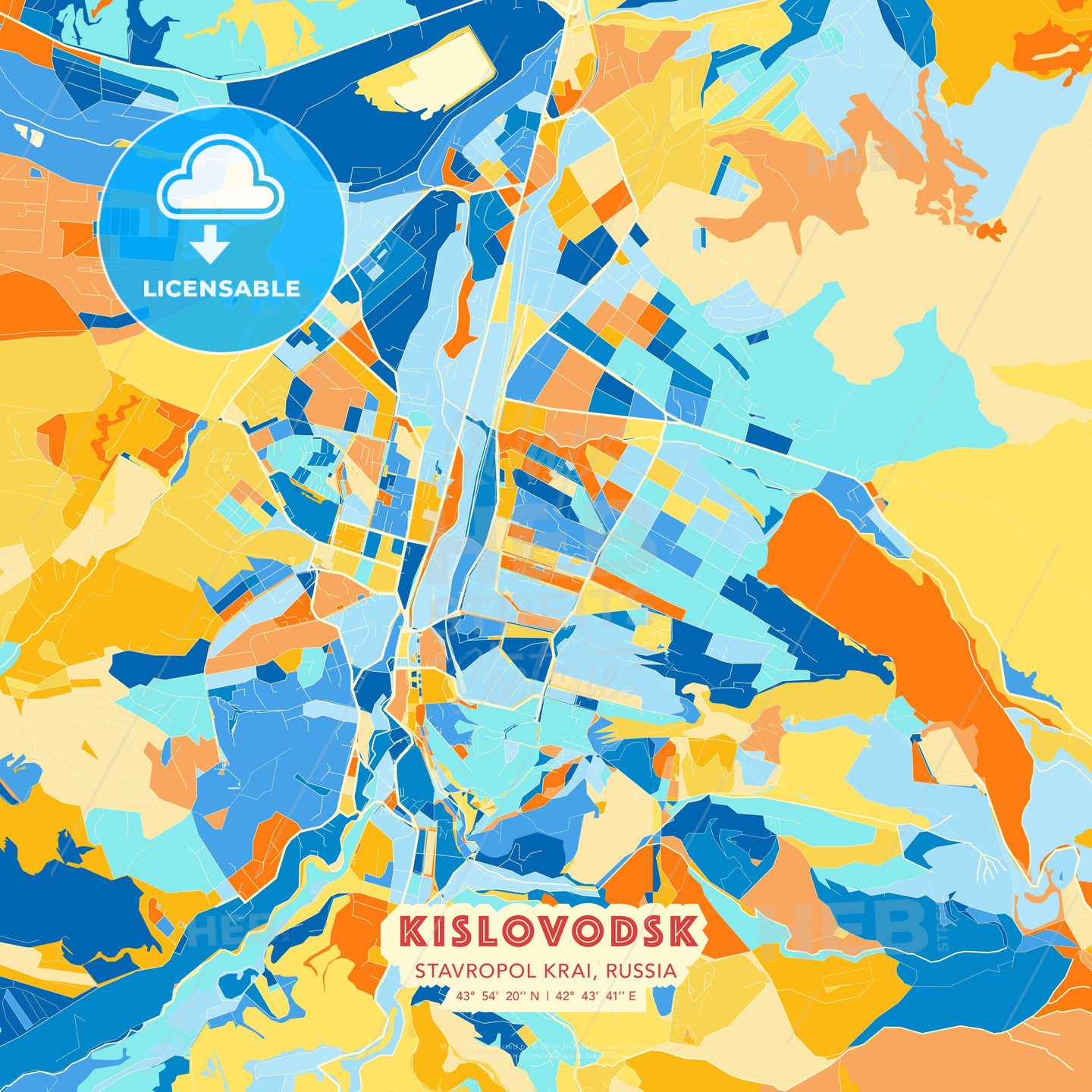 Kislovodsk, Stavropol Krai, Russia, map - HEBSTREITS Sketches