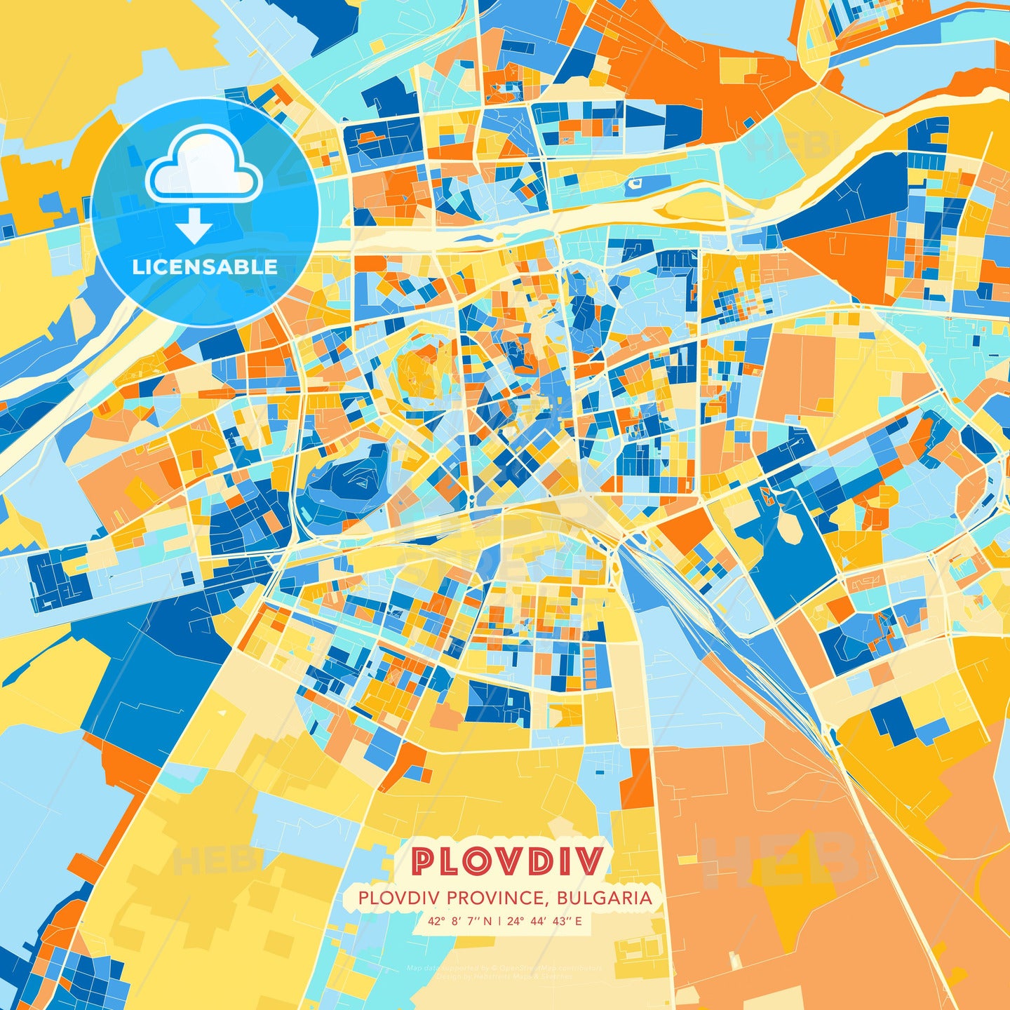 Plovdiv, Plovdiv Province, Bulgaria, map - HEBSTREITS Sketches