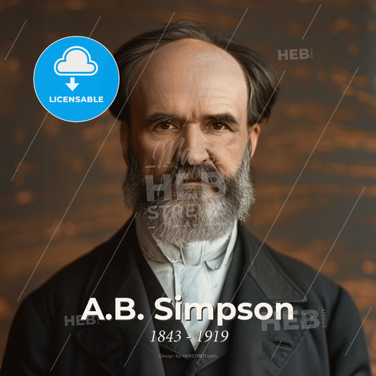 A.B. Simpson, 1843 - 1919, Canadian-American preacher - A Man With A Beard Print Template