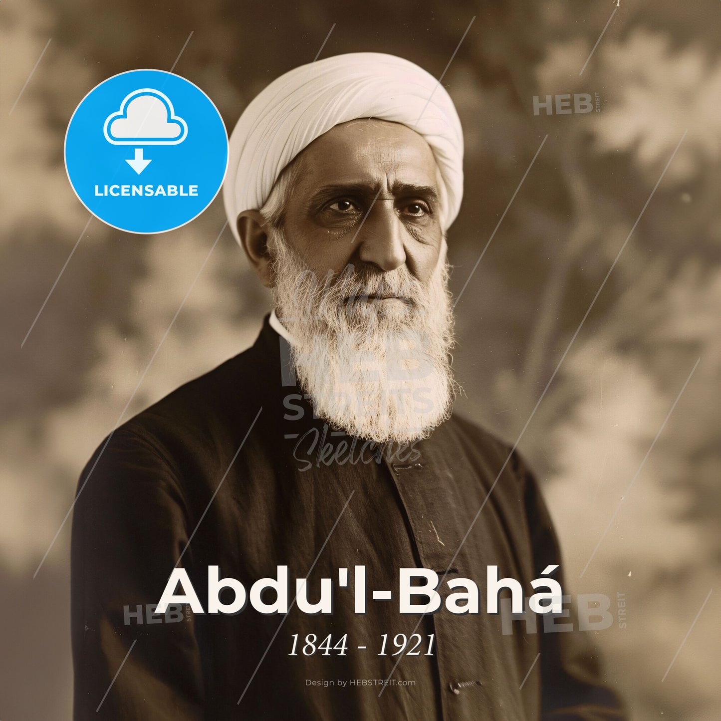 Abdu'l-Bahá, 1844 - 1921, Persian religious leader - A Man With A White Beard Print Template