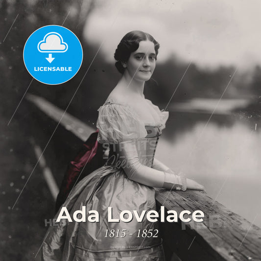 Ada Lovelace, 1815 - 1852, British mathematician and writer - A Woman In A Dress Leaning On A Railing Print Template