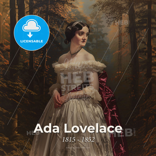 Ada Lovelace, 1815 - 1852, British mathematician and writer - A Woman In A White Dress Print Template