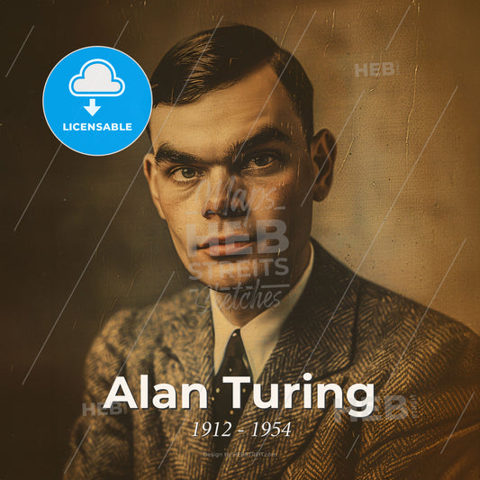Alan Turing, 1912 - 1954, British mathematician - A Man In A Suit Print Template