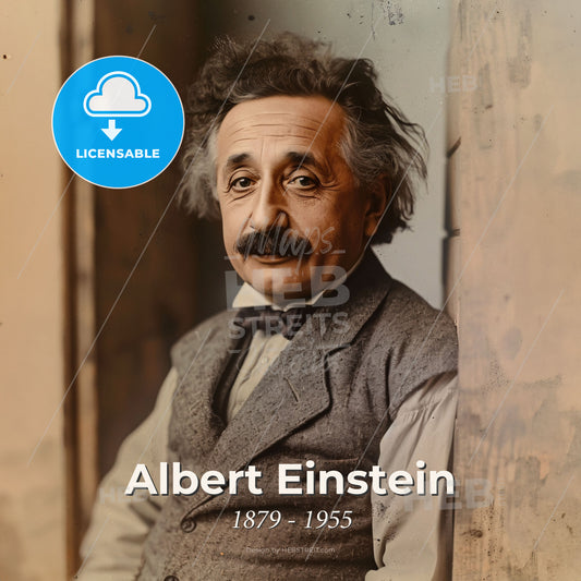Albert Einstein, 1879 - 1955, German physicist - A Man With A Mustache Leaning Against A Wall Print Template