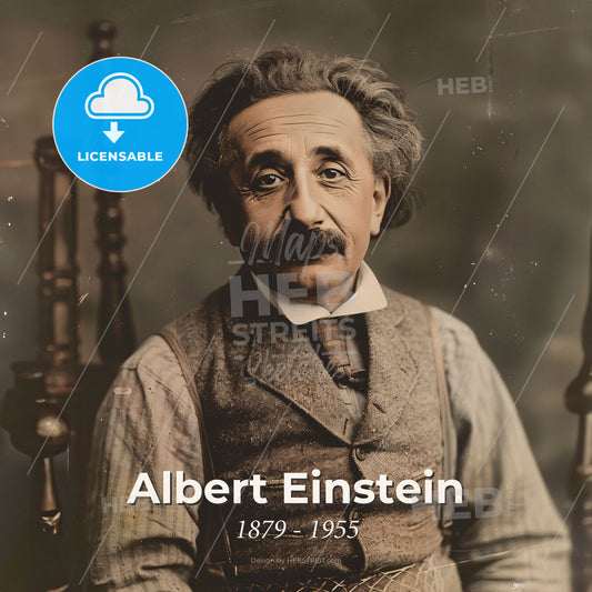 Albert Einstein, 1879 - 1955, German physicist - A Man With A Mustache Sitting In A Chair Print Template