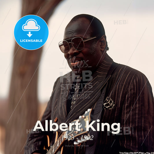 Albert King, 1923 - 1992, American blues guitarist - A Man Playing A Guitar Print Template