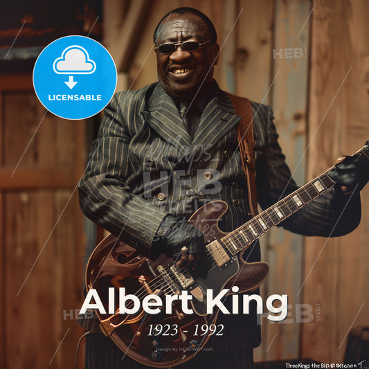 Albert King, 1923 - 1992, American blues guitarist - A Man In A Suit Holding A Guitar Print Template