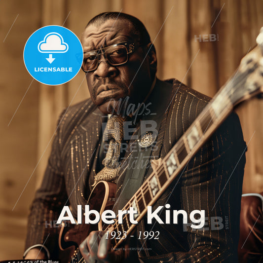 Albert King, 1923 - 1992, American blues guitarist - A Man In A Suit Playing A Guitar Print Template