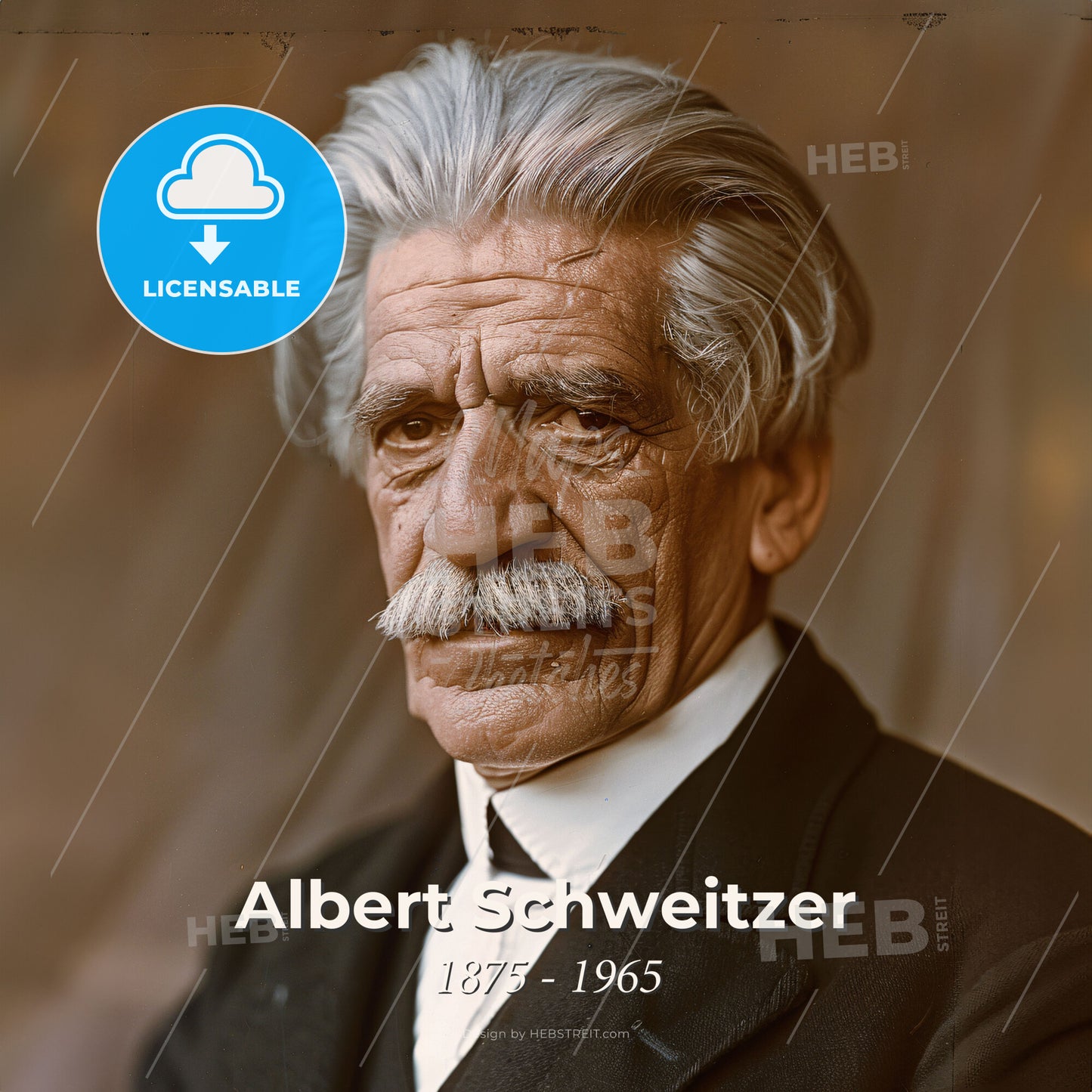 Albert Schweitzer, 1875 - 1965, German theologian and missionary - A Man With A Mustache Print Template