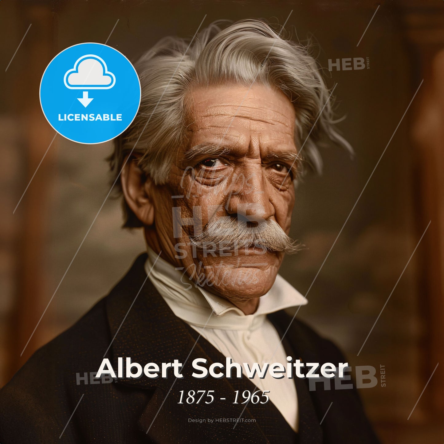 Albert Schweitzer, 1875 - 1965, German theologian and missionary - A Man With A Mustache And A Mustache Print Template