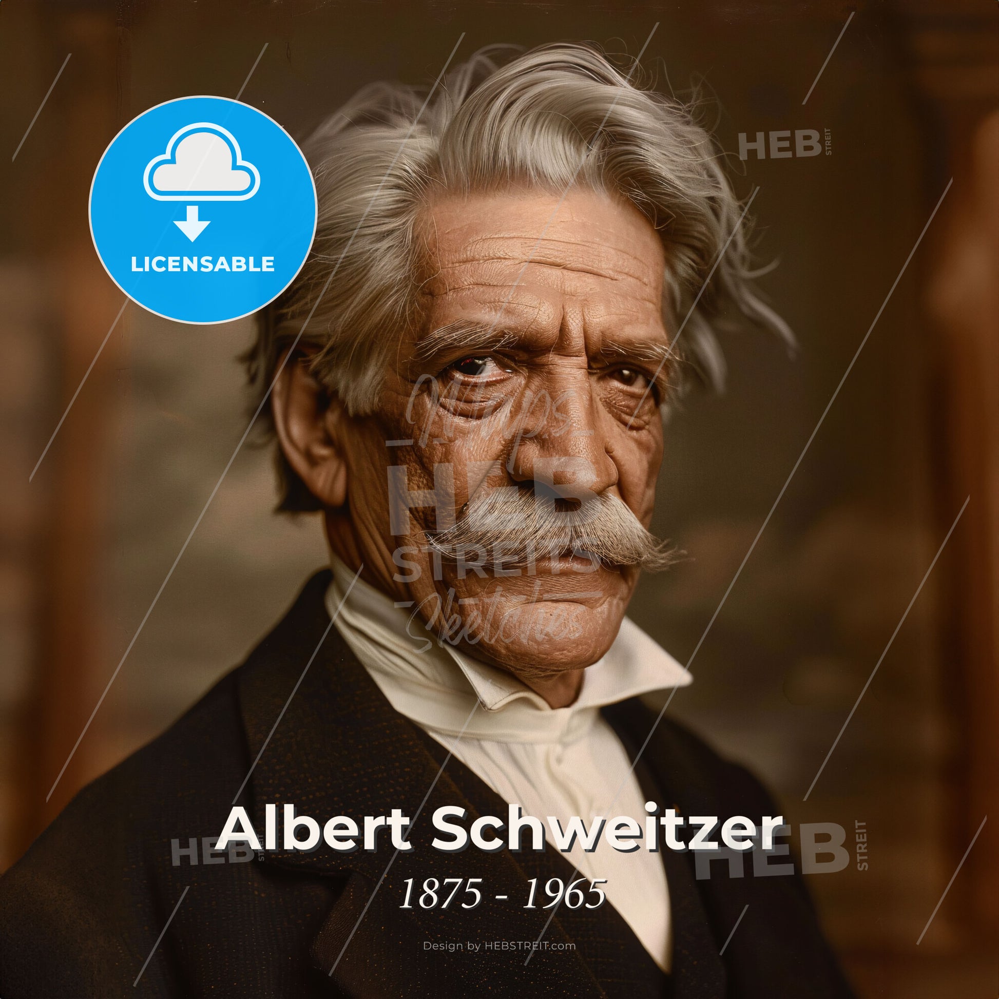 Albert Schweitzer, 1875 - 1965, German theologian and missionary - A Man With A Mustache And A Mustache Print Template