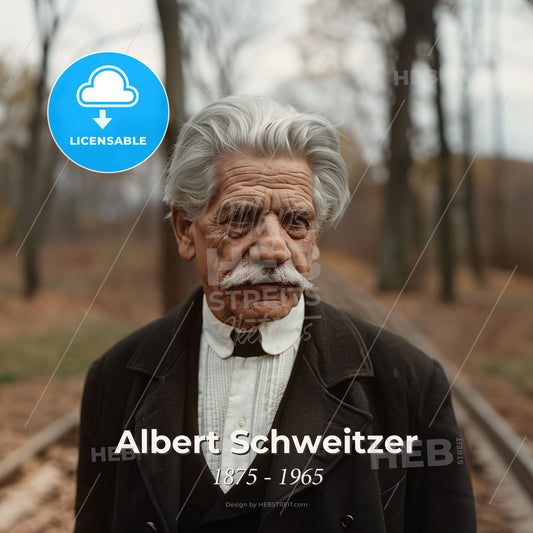 Albert Schweitzer, 1875 - 1965, German theologian and missionary - A Man With A Mustache Standing On A Train Track Print Template