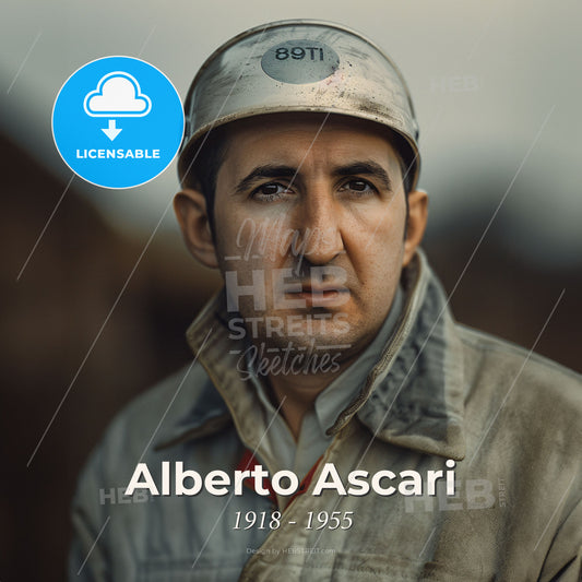 Alberto Ascari, 1918 - 1955, Italian racing driver - A Man Wearing A Hard Hat Print Template