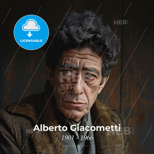 Alberto Giacometti, 1901 - 1966, Swiss sculptor and painter - A Man With Dark Hair And A Brown Jacket Print Template