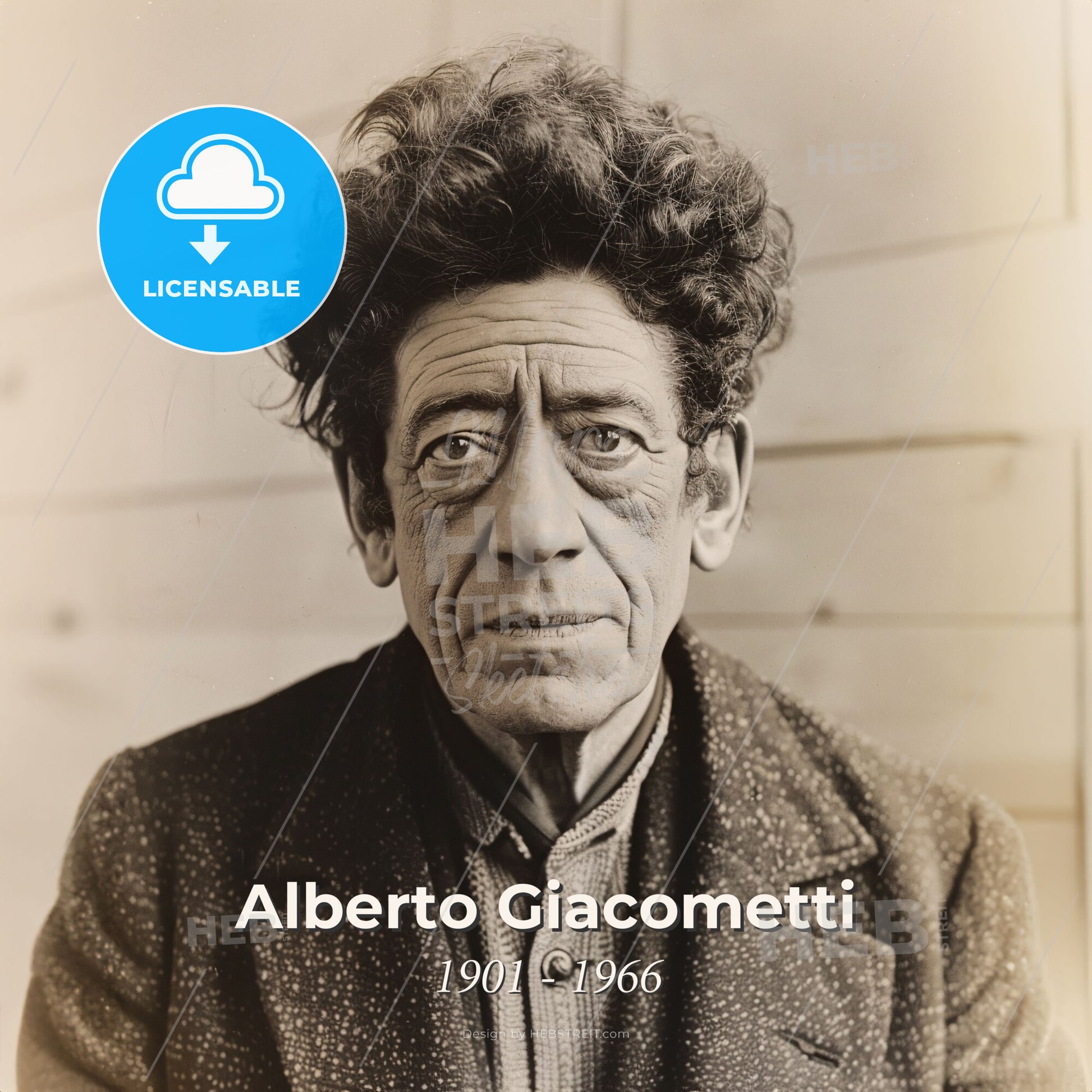 Alberto Giacometti, 1901 - 1966, Swiss sculptor and painter - A Man With Curly Hair Wearing A Suit Print Template