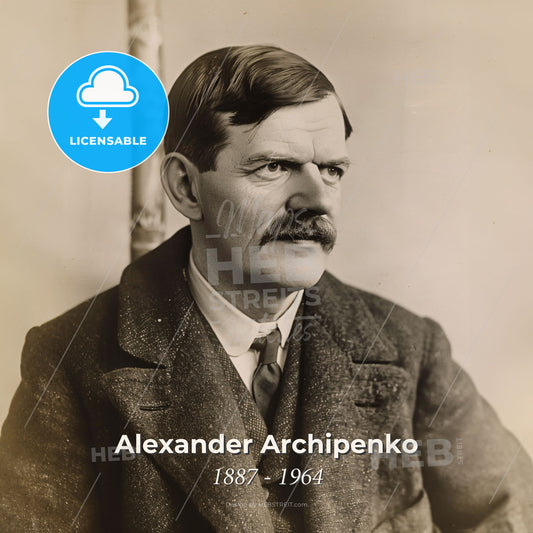 Alexander Archipenko, 1887 - 1964, Ukrainian-American sculptor - A Man With A Mustache Wearing A Suit And Tie Print Template