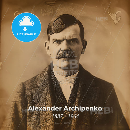 Alexander Archipenko, 1887 - 1964, Ukrainian-American sculptor - A Man With A Mustache Print Template