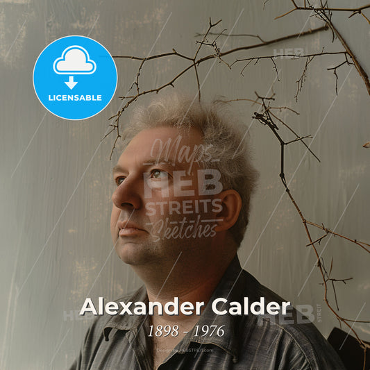 Alexander Calder, 1898 - 1976, American sculptor - A Man Looking Up To The Side Print Template