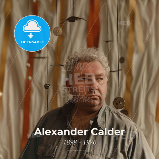 Alexander Calder, 1898 - 1976, American sculptor - A Man In A Room With Mobiles Print Template