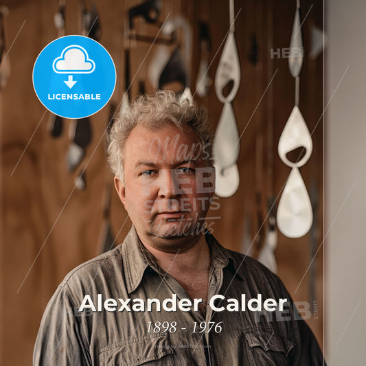 Alexander Calder, 1898 - 1976, American sculptor - A Man Standing In Front Of Objects Print Template