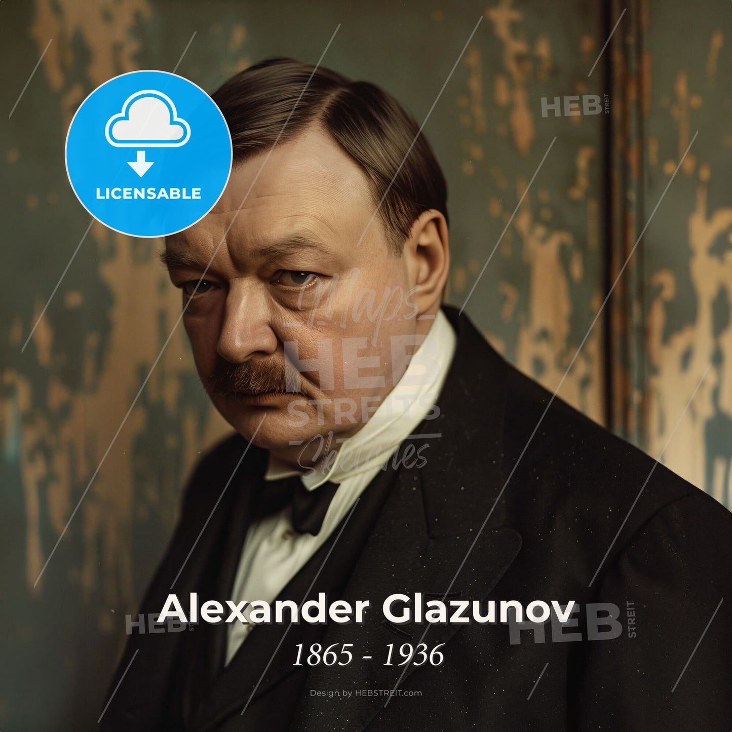 Alexander Glazunov, 1865 - 1936, Russian composer - A Man In A Suit Print Template