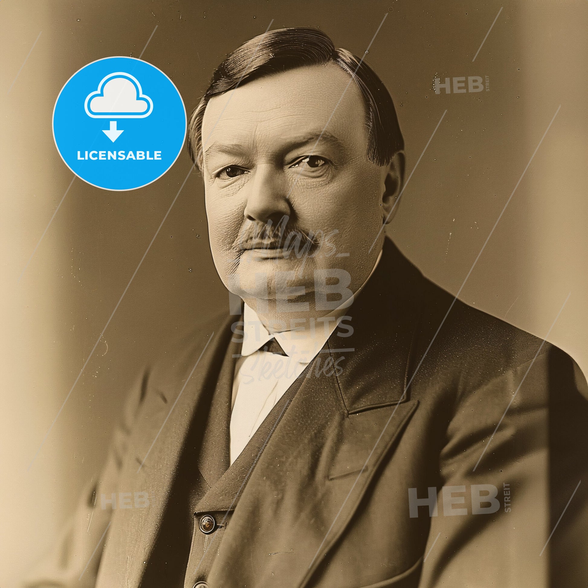 Alexander Glazunov, 1865 - 1936, Russian composer - A Man With A Mustache In A Suit