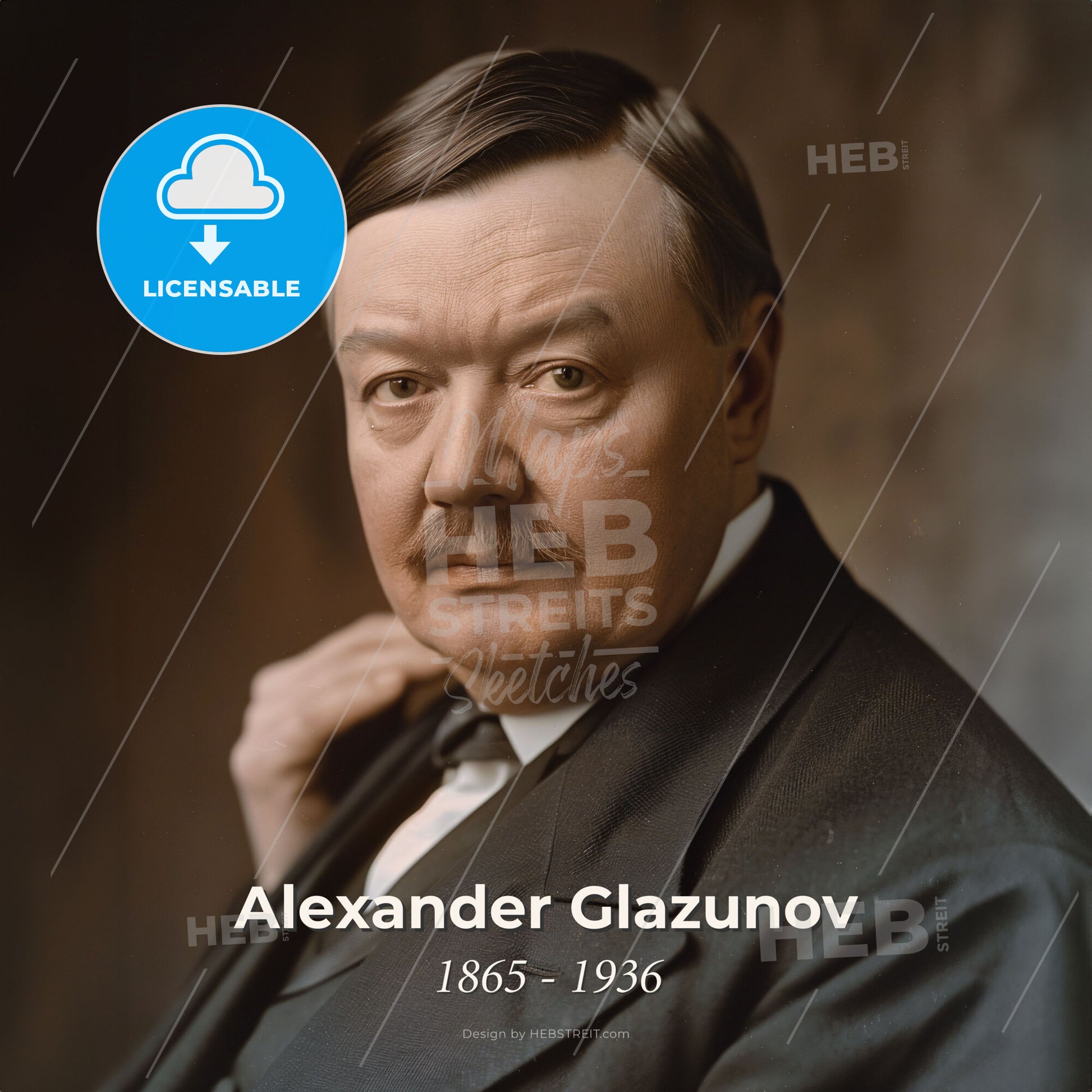 Alexander Glazunov, 1865 - 1936, Russian composer - A Man In A Suit Print Template