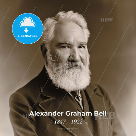 Alexander Graham Bell, 1847 - 1922, Scottish-American inventor - A Man With A Beard Print Template
