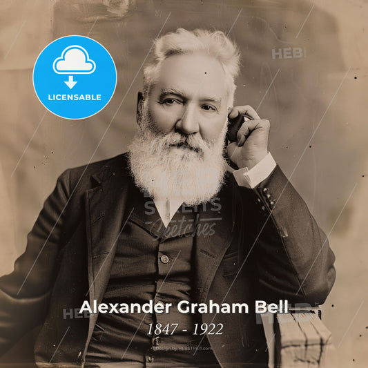 Alexander Graham Bell, 1847 - 1922, Scottish-American inventor - A Man With A Beard Print Template