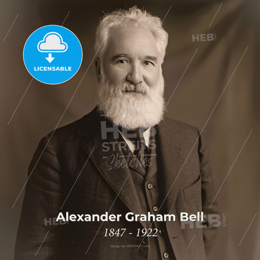 Alexander Graham Bell, 1847 - 1922, Scottish-American inventor - A Man With A White Beard Print Template