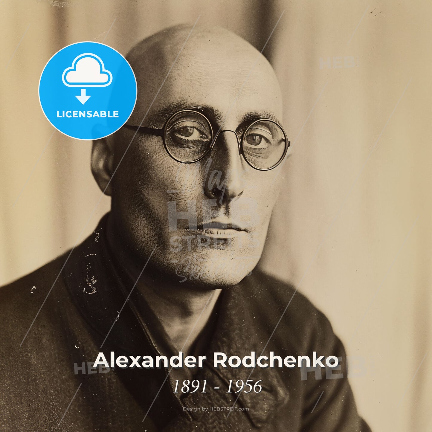 Alexander Rodchenko, 1891 - 1956, Russian artist and photographer - A Man Wearing Round Glasses Print Template