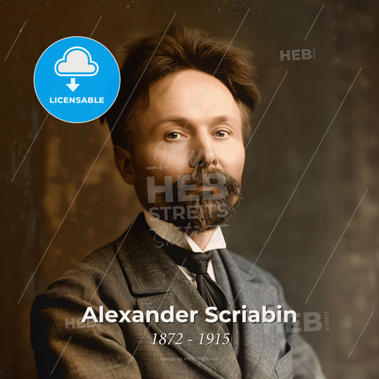 Alexander Scriabin, 1872 - 1915, Russian composer - A Man With A Beard And Mustache Wearing A Suit And Tie Print Template