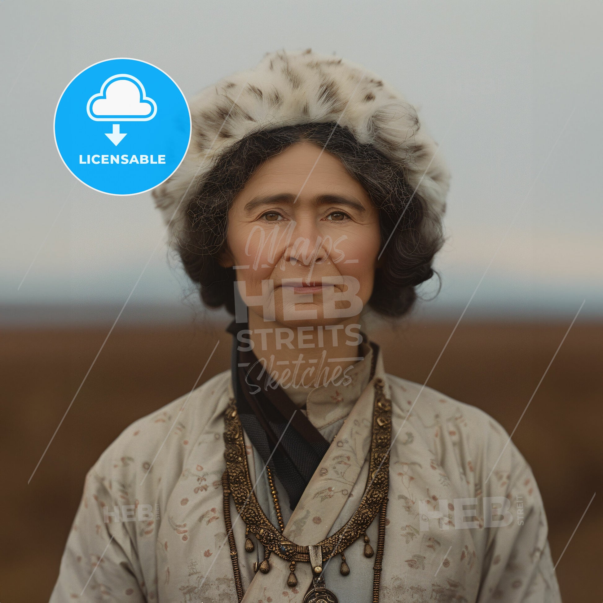 Alexandra David-Néel, 1868 - 1969, French-Belgian explorer - A Woman With A Large White Hat And Necklace