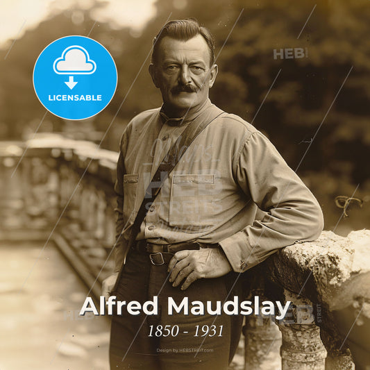 Alfred Maudslay, 1850 - 1931, British archaeologist - A Man Leaning On A Railing Print Template