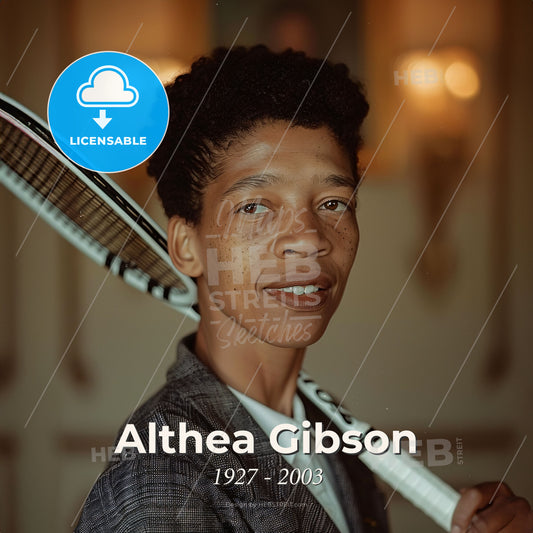 Althea Gibson, 1927 - 2003, American tennis player - A Person Holding A Tennis Racket Print Template