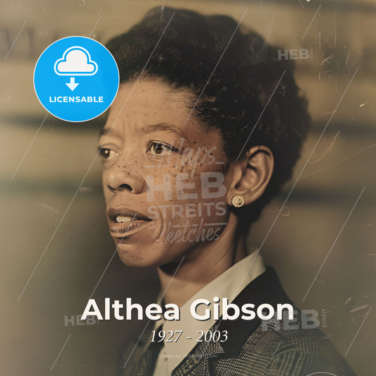 Althea Gibson, 1927 - 2003, American tennis player - A Woman With Freckles Wearing A Suit And White Shirt Print Template
