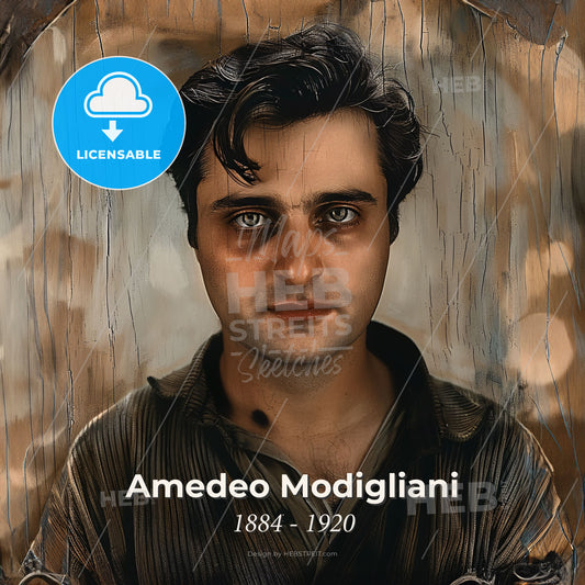 Amedeo Modigliani, 1884 - 1920, Italian painter and sculptor - A Man With Dark Hair And A Dirty Face Print Template