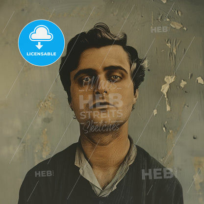 Amedeo Modigliani, 1884 - 1920, Italian painter and sculptor - A Man With A Serious Expression