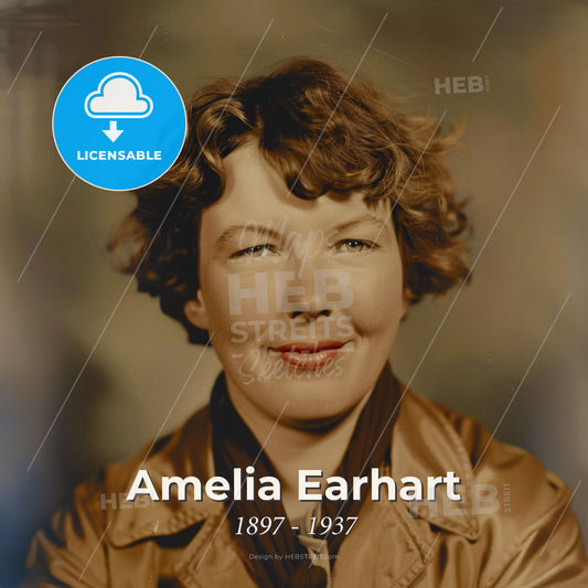 Amelia Earhart, 1897 - 1937, American aviator - A Woman Smiling For A Picture Print Template