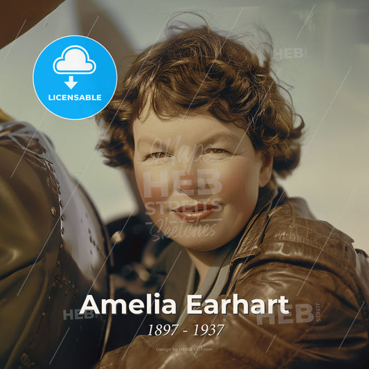 Amelia Earhart, 1897 - 1937, American aviator - A Woman In A Leather Jacket Print Template