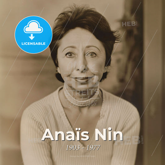 Anaïs Nin, 1903 - 1977, French-Cuban writer - A Woman With Short Hair Wearing A White Sweater Print Template