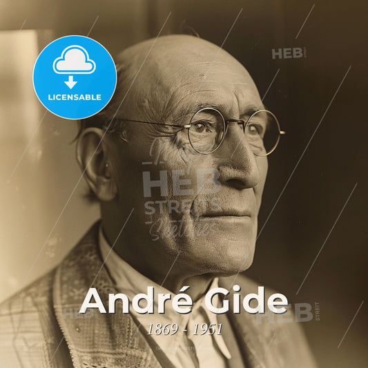 André Gide, 1869 - 1951, French writer - A Man Wearing Glasses And A Jacket Print Template