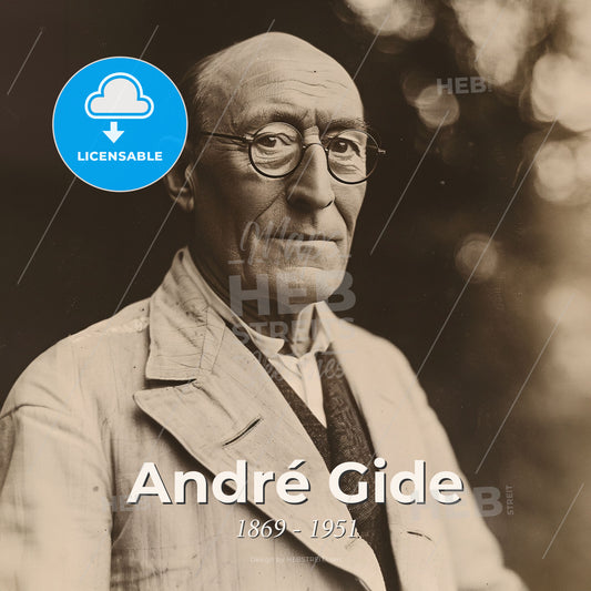 André Gide, 1869 - 1951, French writer - An Old Man Wearing Glasses Print Template